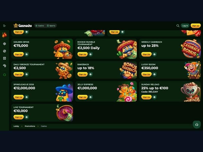 Primer depósito y primera sesión en Casinacho Casino Nacho Casino para jugadores españoles